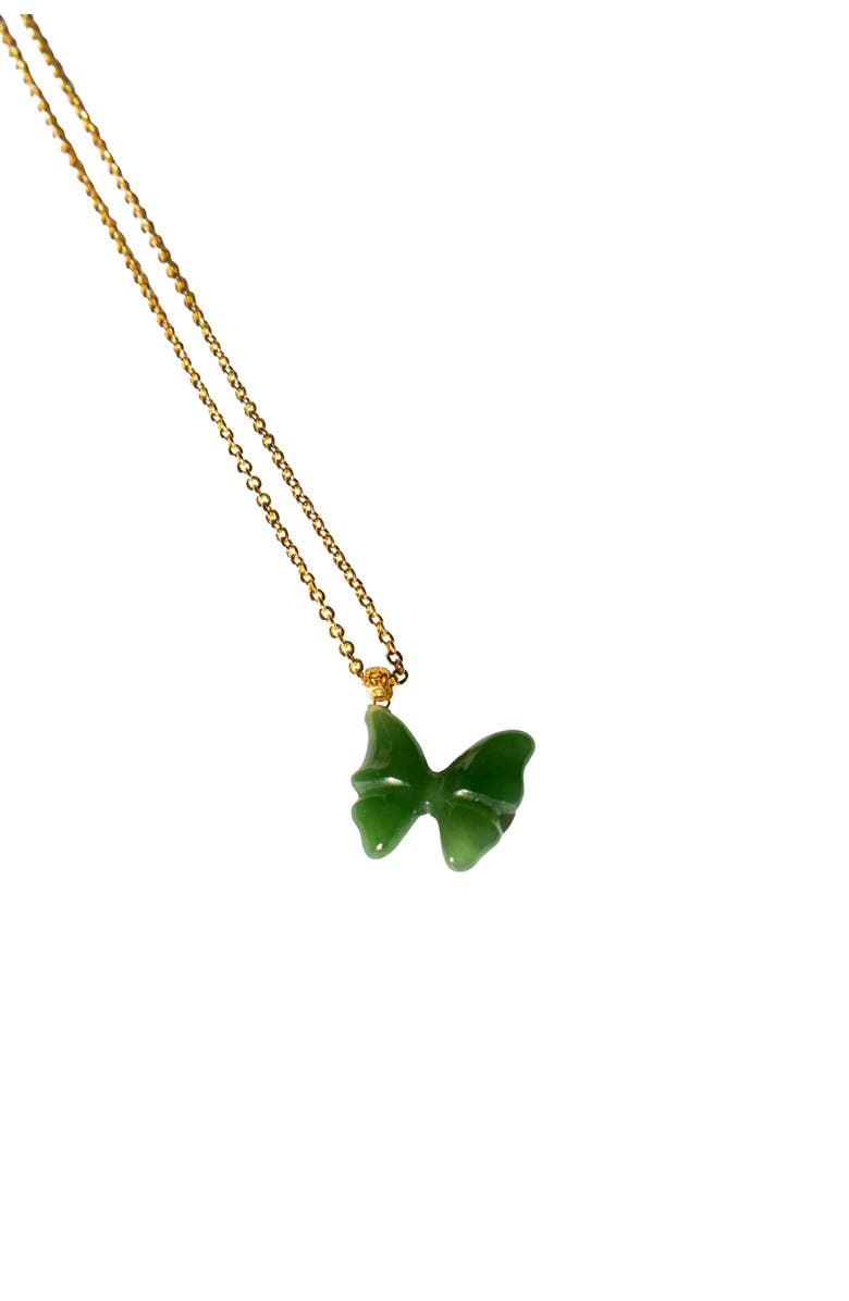seree Butterfly II Green jade pendant necklace, Alternate, color, 