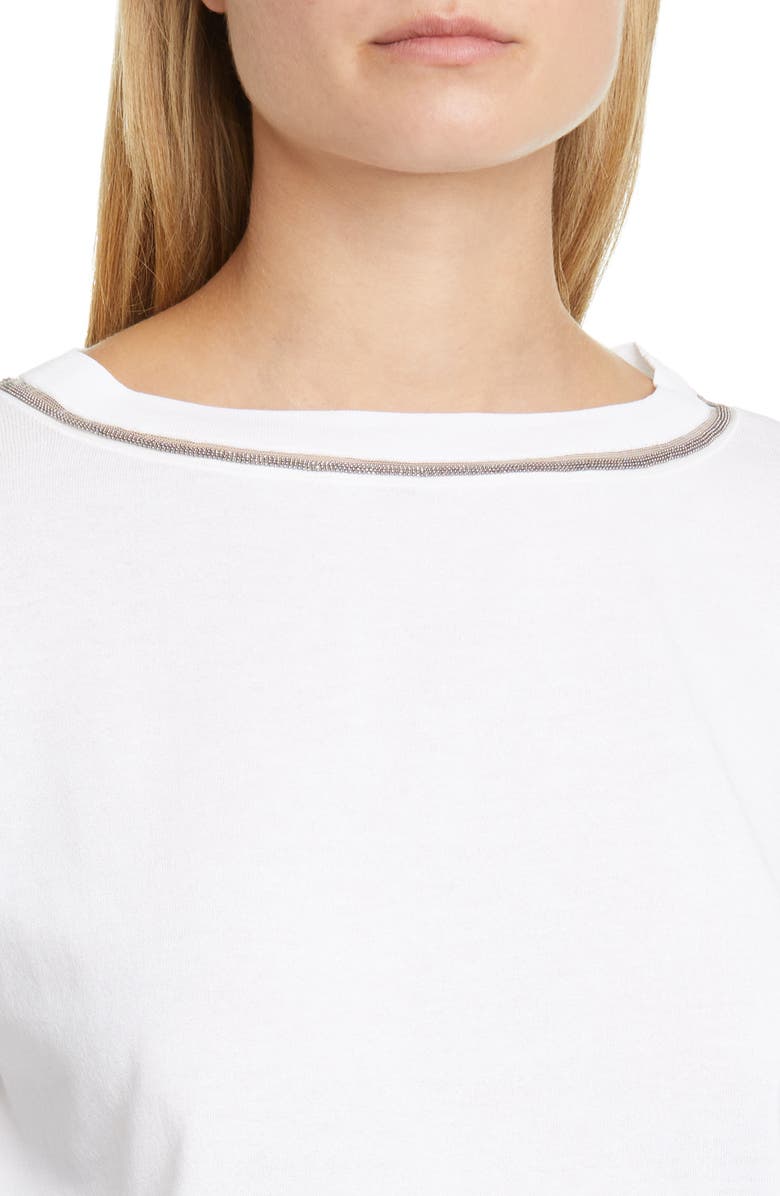 Brunello Cucinelli Monili Inset Cotton Sweater, Alternate, color, 