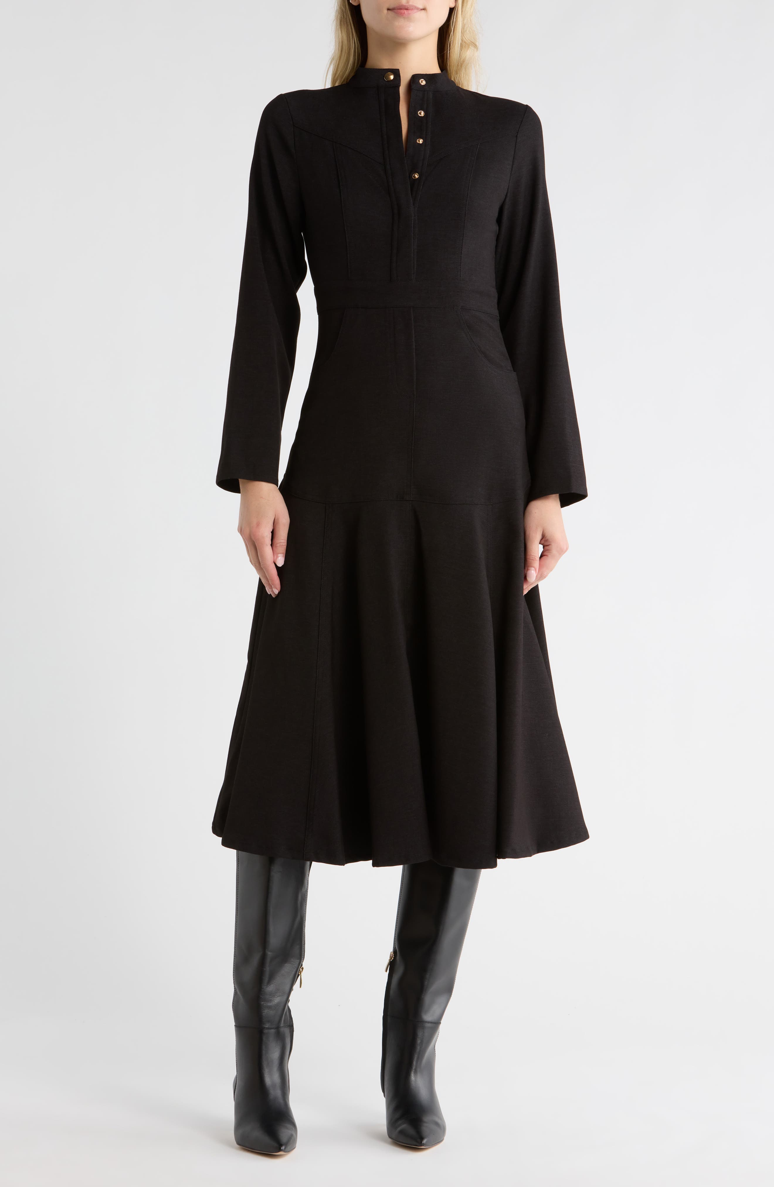 AREA STARS Kiana Long Sleeve Midi Dress