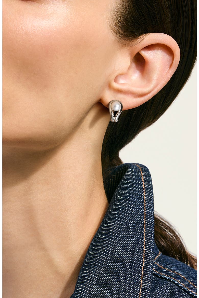 Surf Earrings, Sterling Silver, Freshwater Pearls, Alternate, color, SILVER