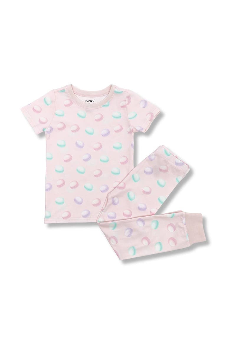 Norani Kids Organic Two-Piece Short Sleeve Pajama Set in Macarons, Main, color, Macarons