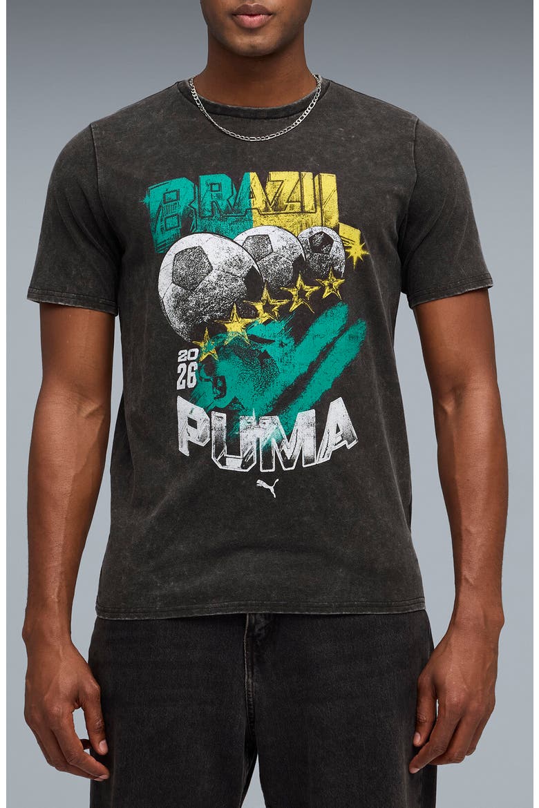 Fanpack '90s Bespoke Brazil Cotton Graphic T-Shirt, Main, color, PUMA BLACK/ YELLOW
