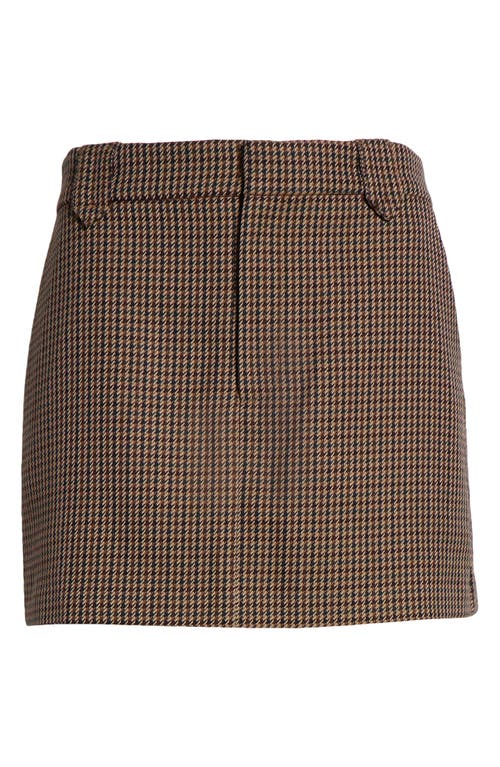 Paige Bobbi Houndstooth Wool Blend Miniskirt In Brown