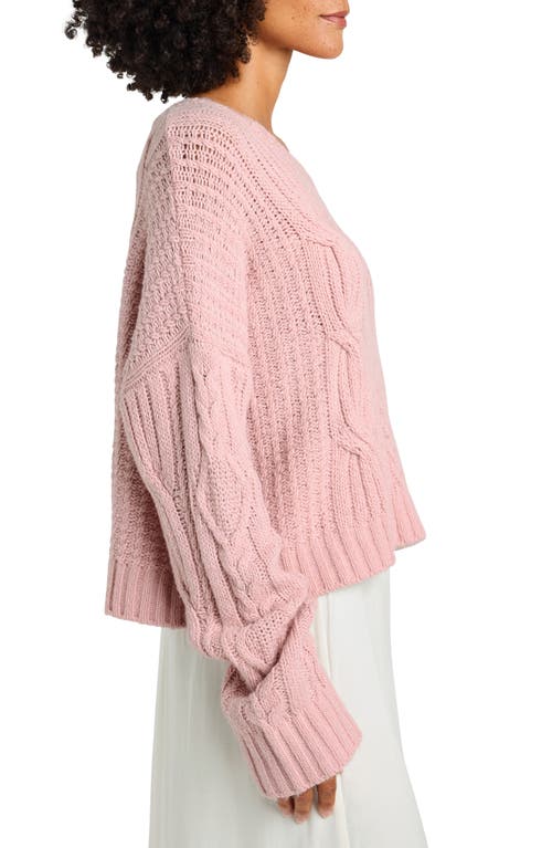Splendid Cecilia Mixed Stitch Crewneck Sweater In Cotton Candy