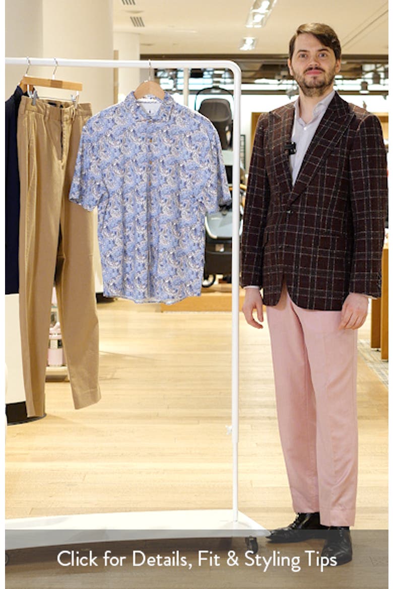 Otto Tropical Print Knit Short Sleeve Button-Up Shirt video