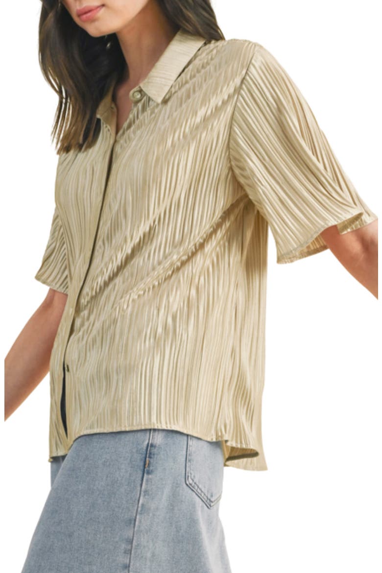 Pleated Satin Shirt, Alternate, color, CHAMPAGNE