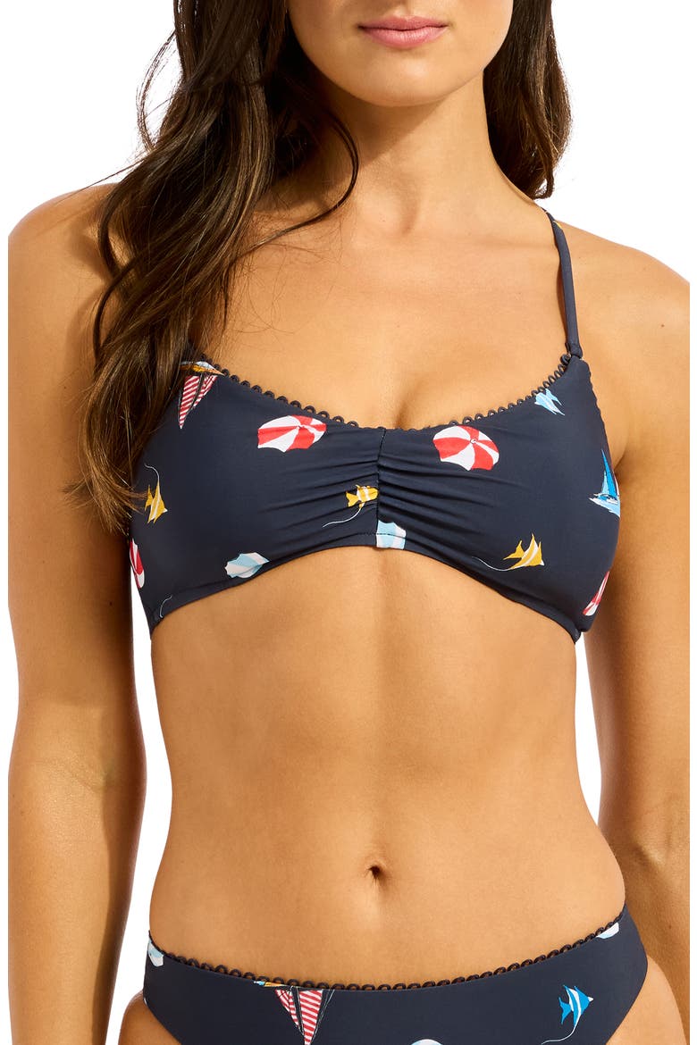 Picot Trim Bikini Top, Main, color, TRUE NAVY