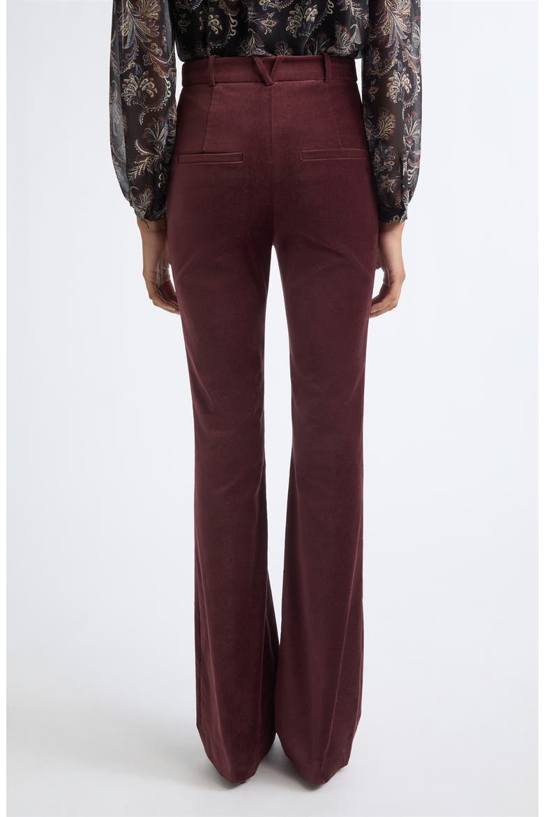 Gracie Flare Leg Velvet Pants, Alternate, color, BURGUNDY