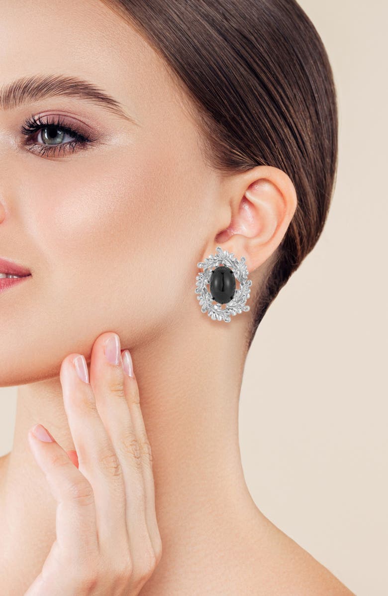 SPHERA MILANO Ornate Wreath Stud Earrings, Alternate, color, Silver