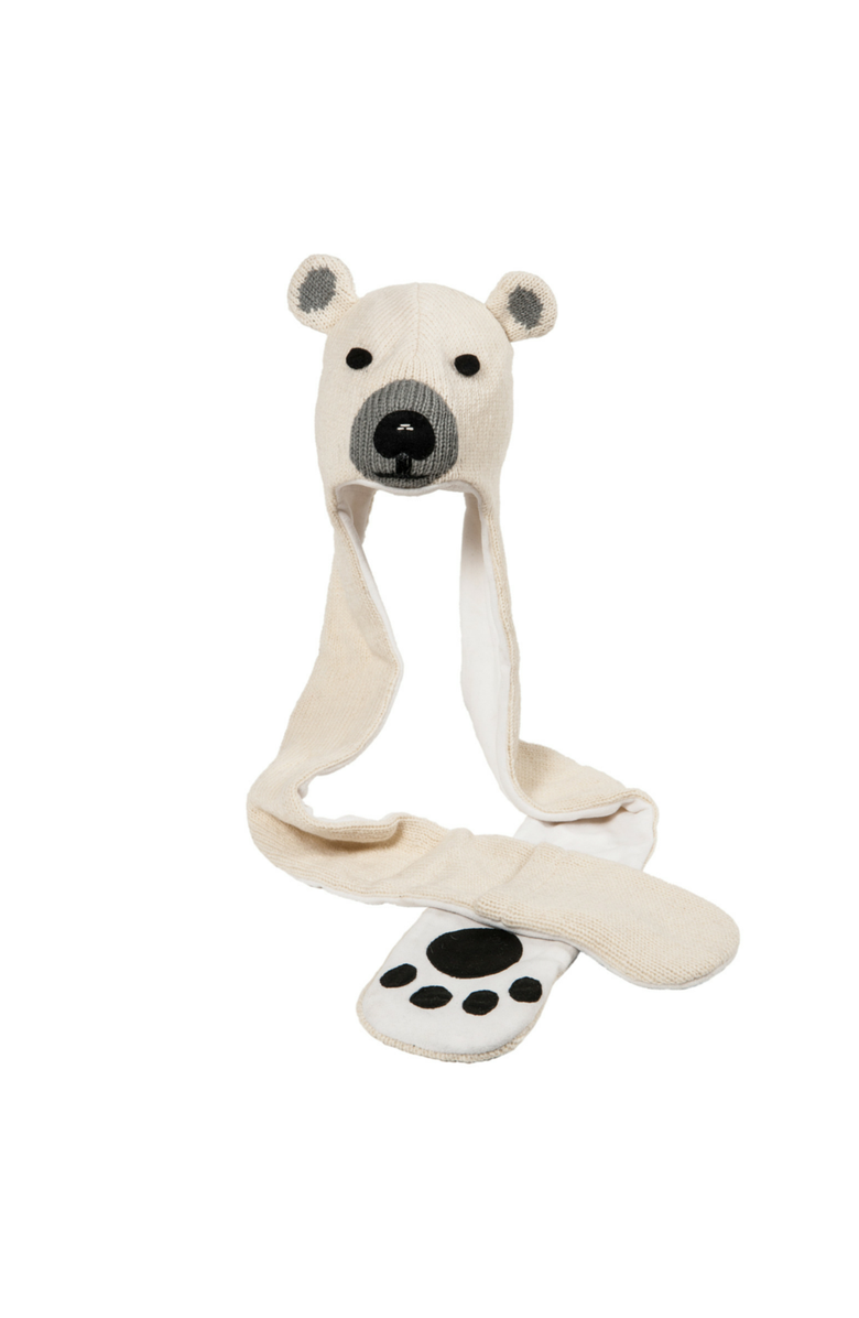 Nirvanna Designs Polar Bear Hatscarf, Main, color, 