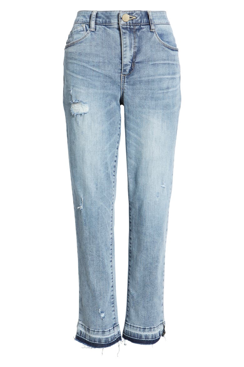 'Ab'Solution Distressed High Waist Ankle Skinny Jeans (Nordstrom Exclusive), Alternate, color, LIGHT BLUE VINTAGE