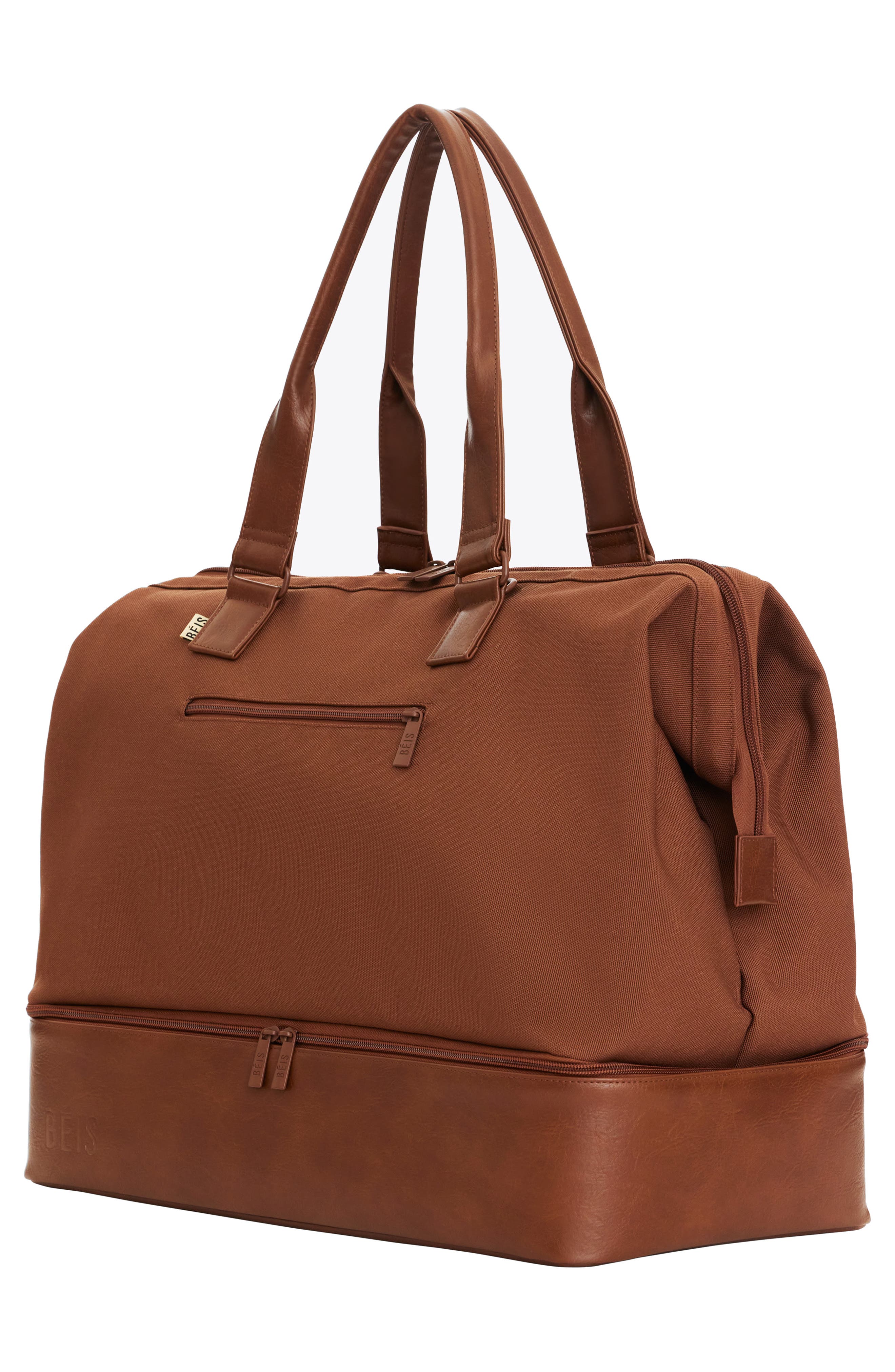 Béis The Weekender Canvas & Faux Leather Bag, Alternate, color, 