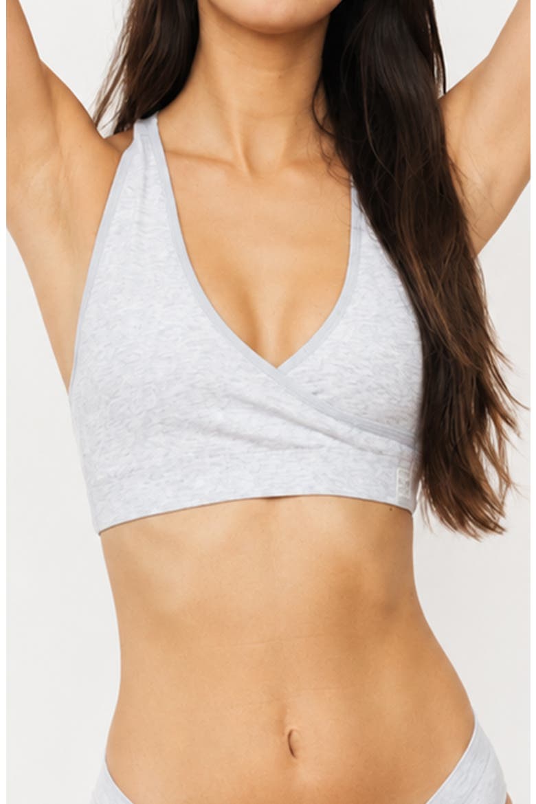 Cotton Stretch Rib Racerback Sports Bra, Alternate, color, Grey Heather