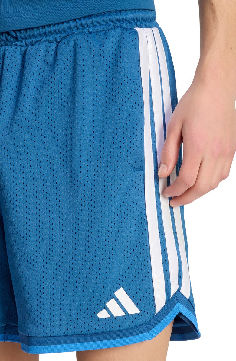 adidas Stadium Mesh Shorts, Alternate, color, Dusky Petrol/ Ray Blue/ White