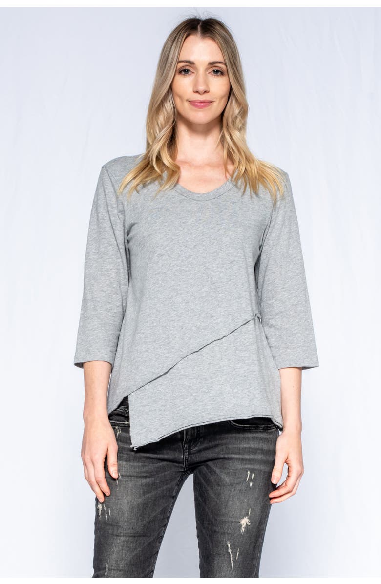 WILT Clothing Crew 3/4 Sleeve EZ Cross Over Hem Shirt, Main, color, Grey Heather