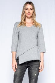 WILT Clothing Crew 3/4 Sleeve EZ Cross Over Hem Shirt