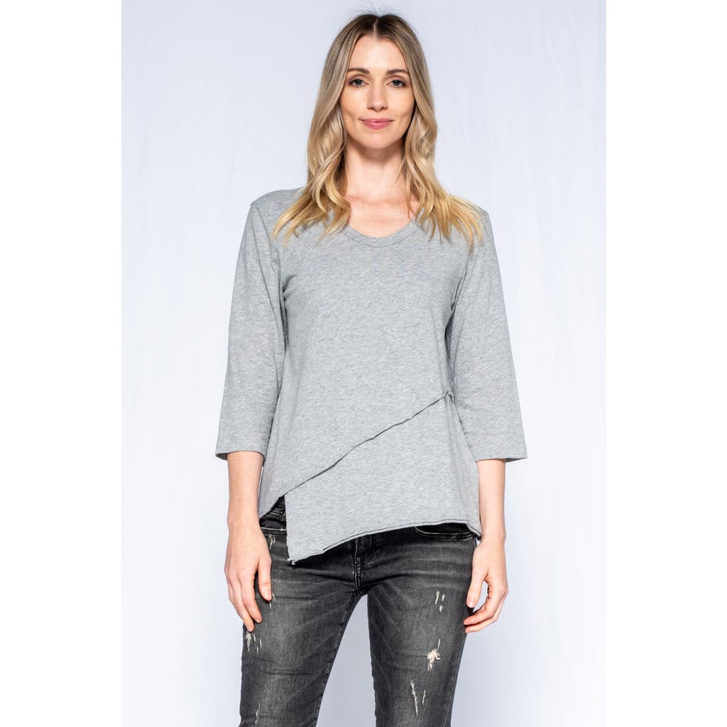 Wilt Clothing Crew 3/4 Sleeve Ez Cross Over Hem Shirt In Gray
