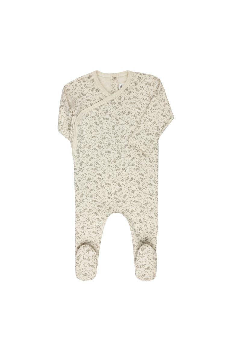 Modal French Terry Vine Collection - Footie, Main, color, Ivory/Sage