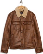 Levi's Faux Leather Trucker Jacket with Faux Shearling Collar