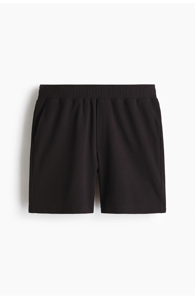 H&M Textured Jersey Shorts, Main, color, Black