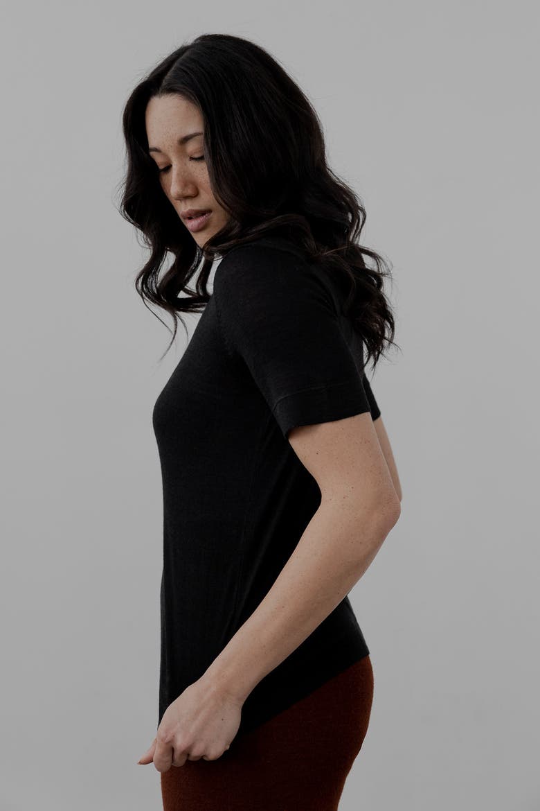 Crew Neck Sweater Tee, Alternate, color, BLACK
