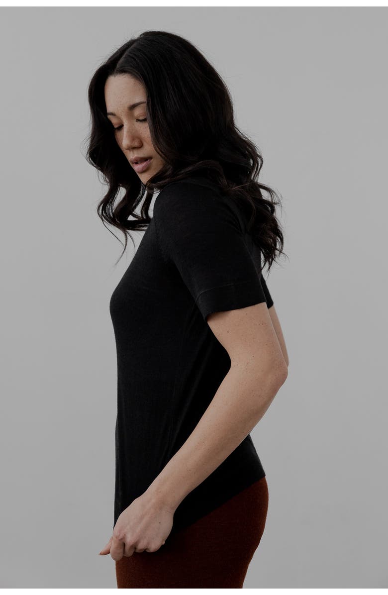 SSKEIN Crew Neck Sweater Tee, Alternate, color, Black