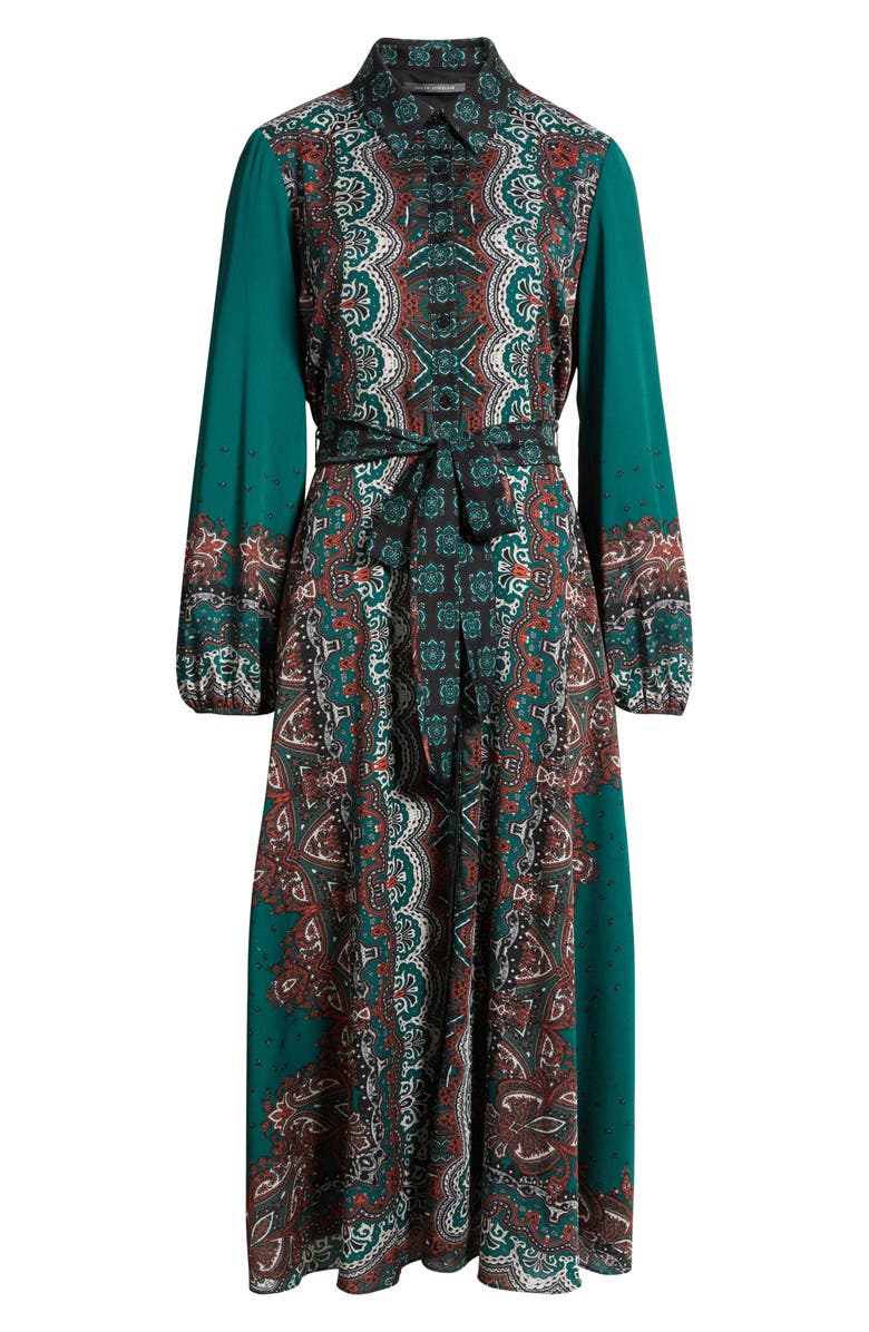 Julia Jordan Print Long Sleeve Shirtdress, Alternate, color, Green Multi