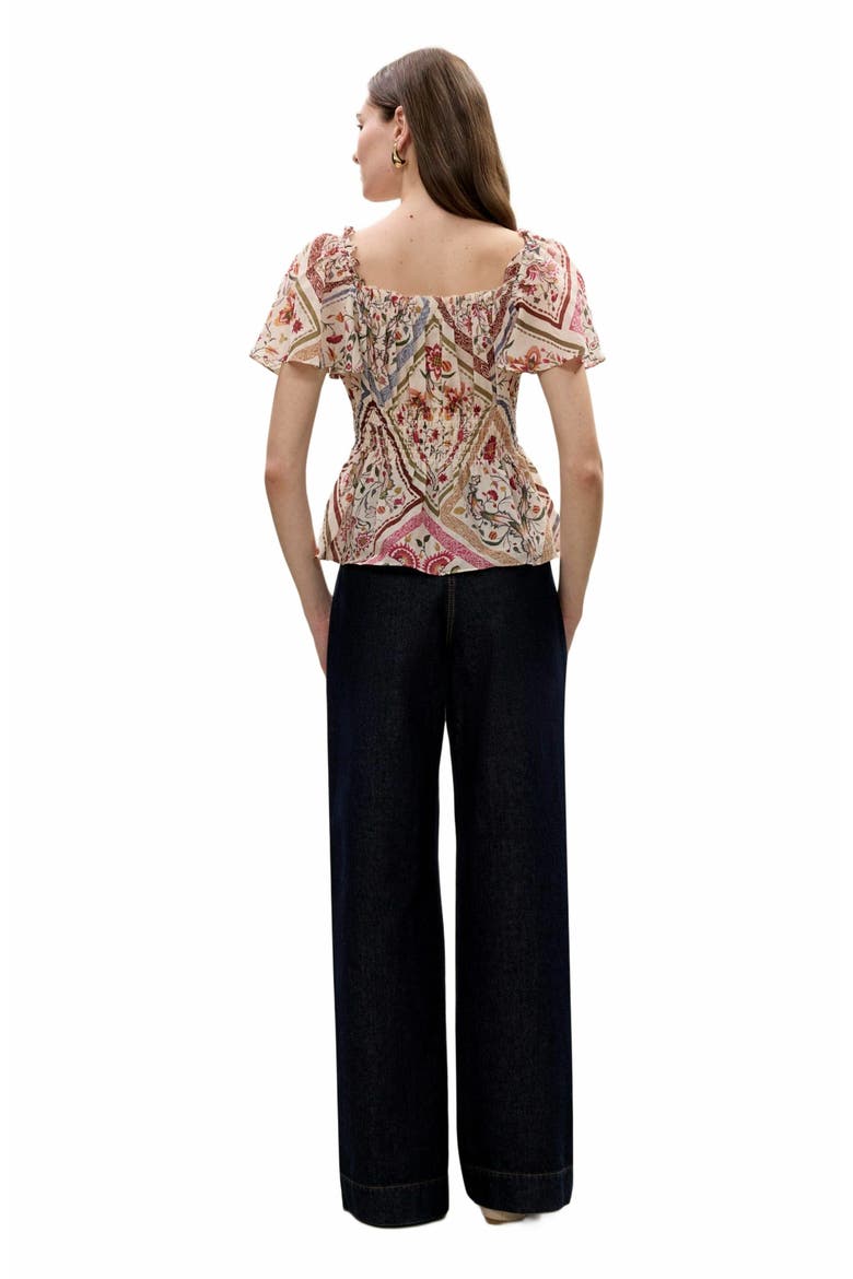 Anya Ramie Top, Alternate, color, MONTAGE FLORAL IVORY COMBO