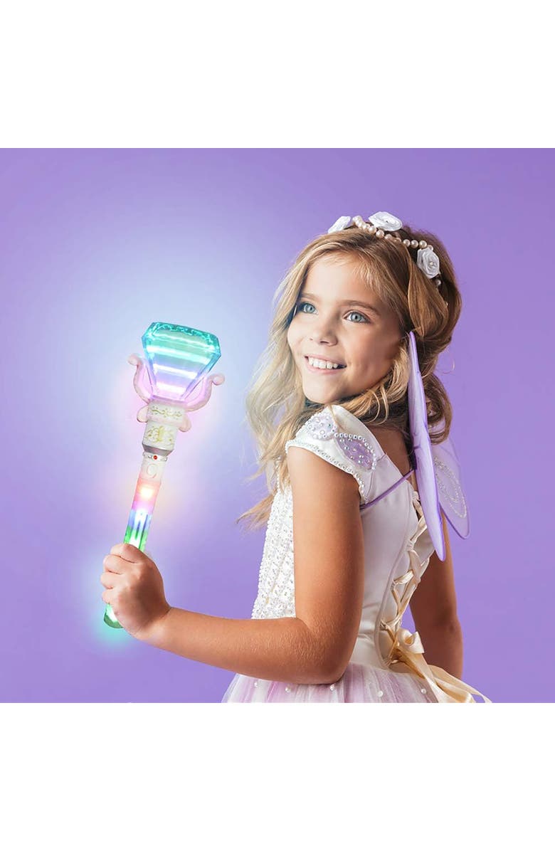 ArtCreativity Lightup Spinning Diamond Wand White, 13.5 Inch Fairy Princess, Alternate, color, White