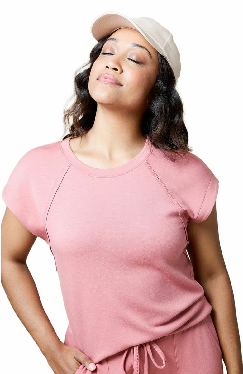 Softies Athleisure PureDream Short Raglan Crew Neck Jogger Set, Alternate, color, Copper Rose