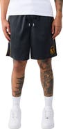 True Religion Mesh Block Satin Drawstring Shorts