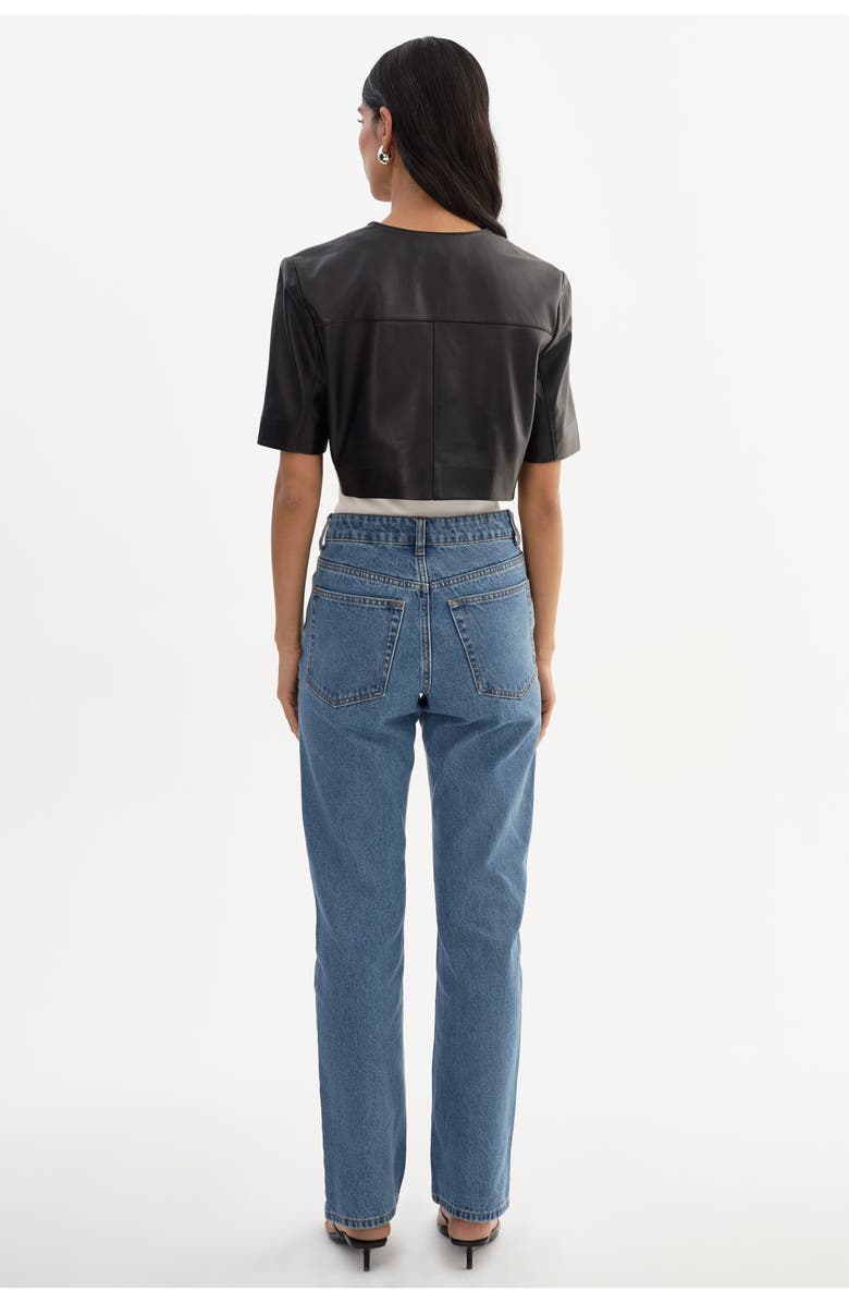 LAMARQUE Aviana | Collarless Leather Jacket, Alternate, color, Black