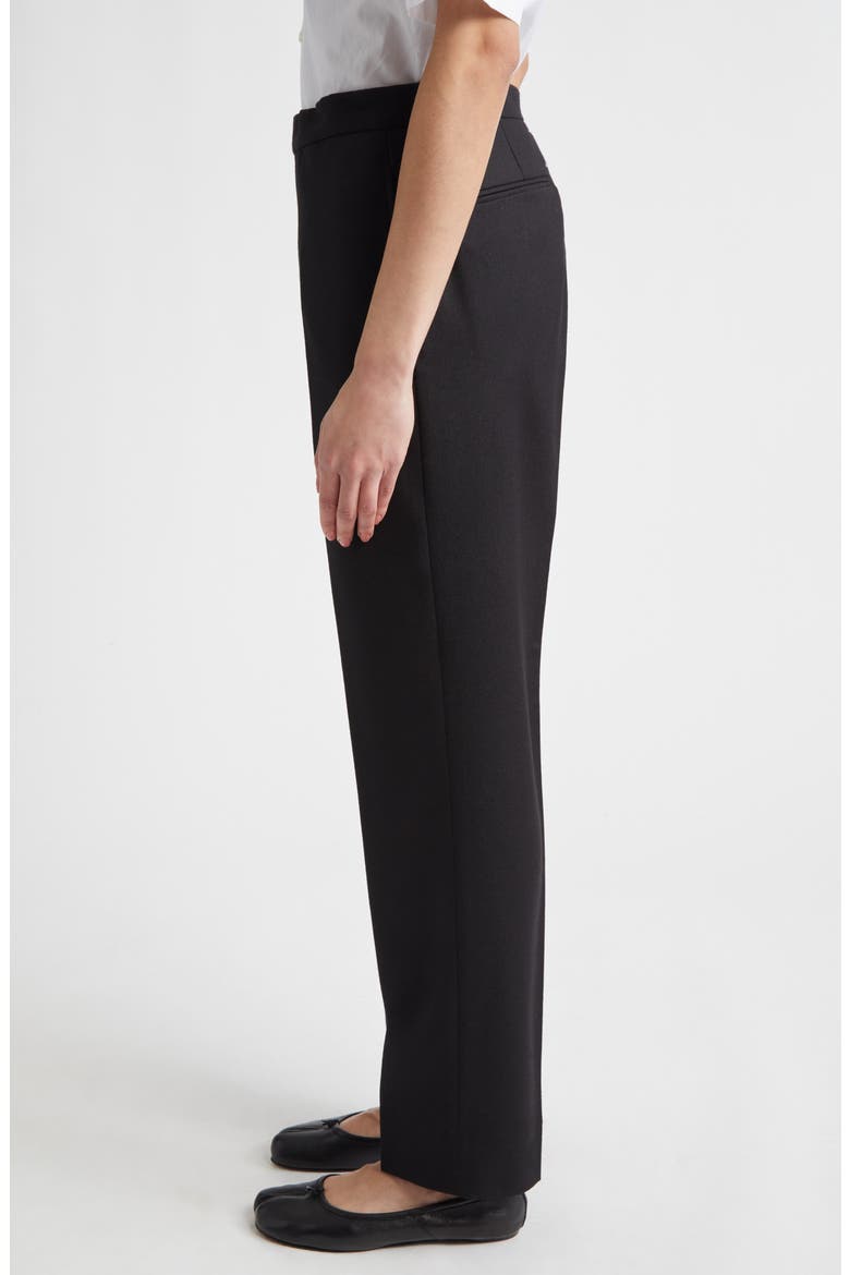 Straight Leg Virgin Wool Flannel Trousers, Alternate, color, BLACK