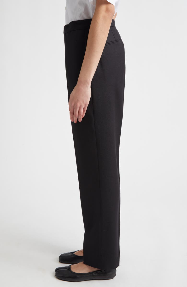 Maison Margiela Straight Leg Virgin Wool Flannel Trousers, Alternate, color, Black