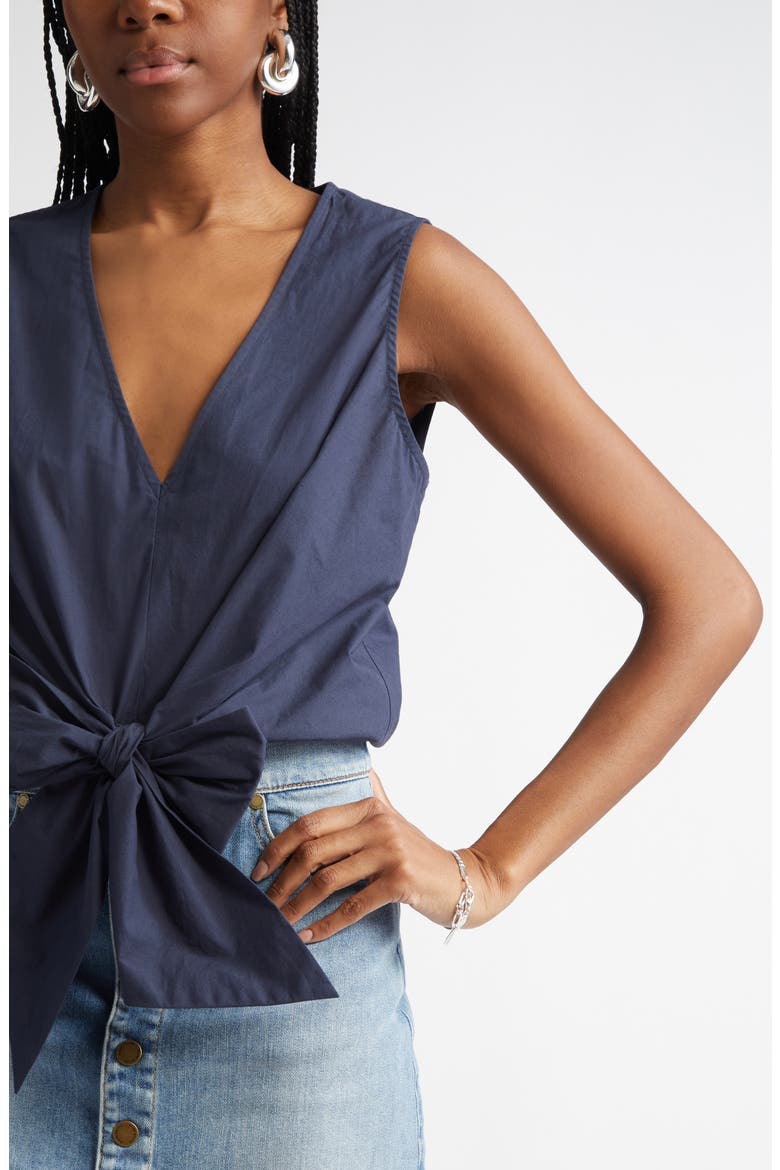 Svetlana Tie Hem Sleeveless Crop Top, Alternate, color, NAVY