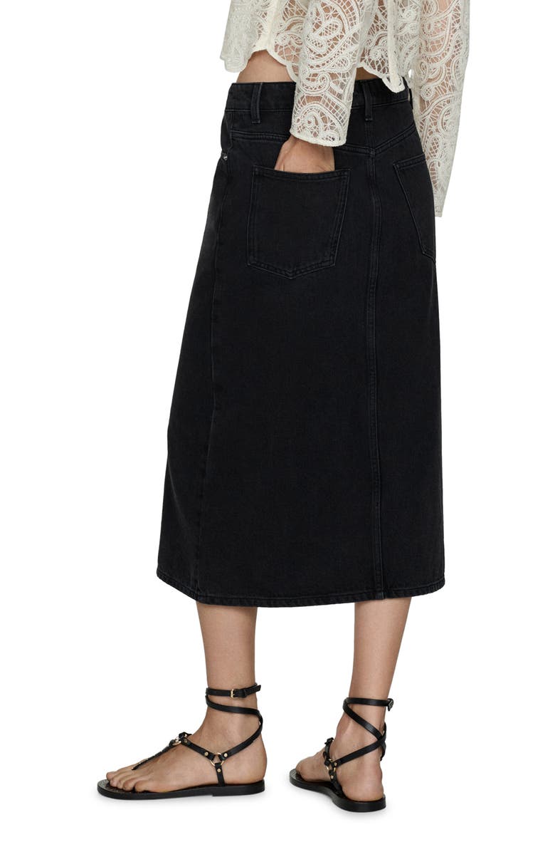 MANGO Denim Midi Skirt, Alternate, color, Black Denim