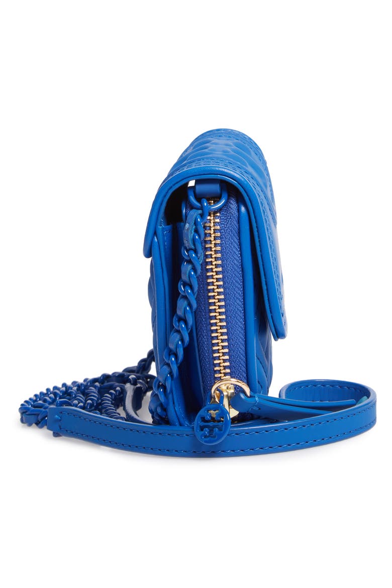 Mini Fleming Matte Wallet on a Chain, Alternate, color, MEDITERRANEAN BLUE