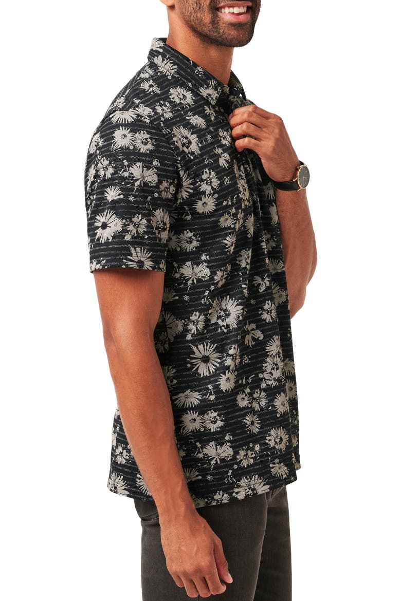 Shaded Grove Floral Piqué Polo, Alternate, color, BLACK