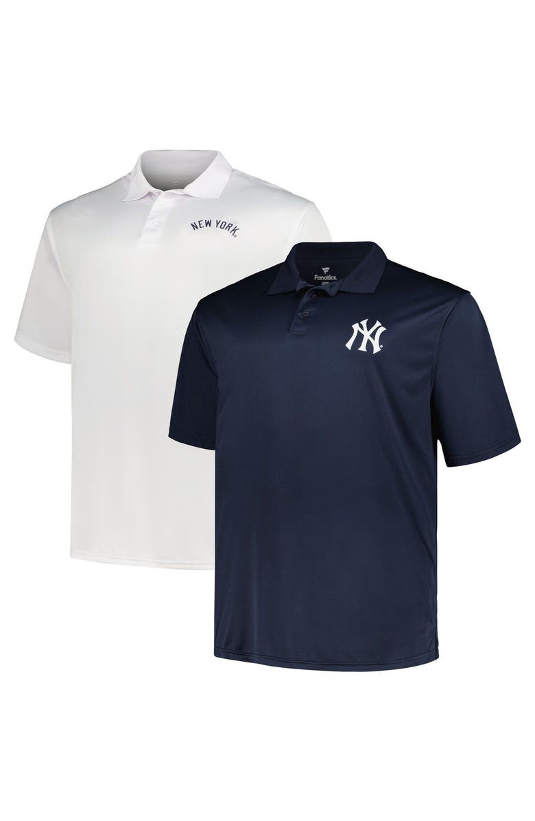 PROFILE Men's Profile Navy/White New York Yankees Big & Tall Two-Pack Solid Polo Set, Main, color, 