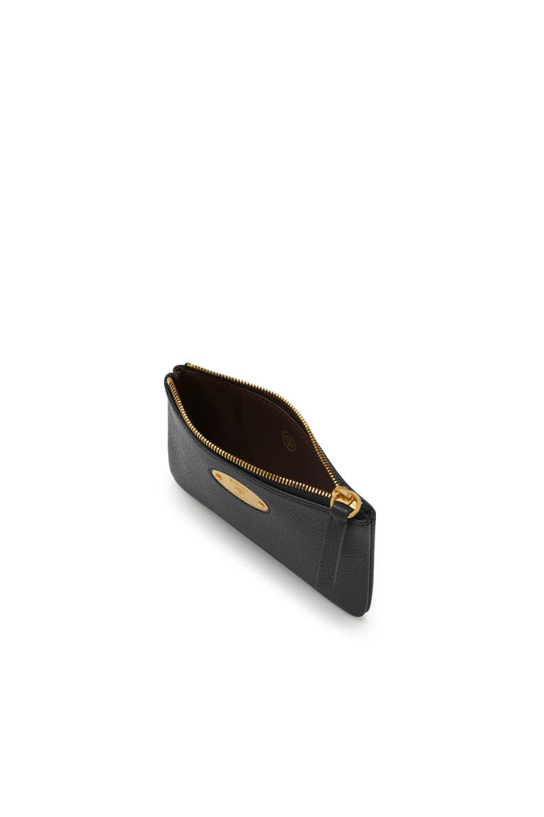 Plaque Small Leather Zip Coin Pouch, Alternate, color, Black