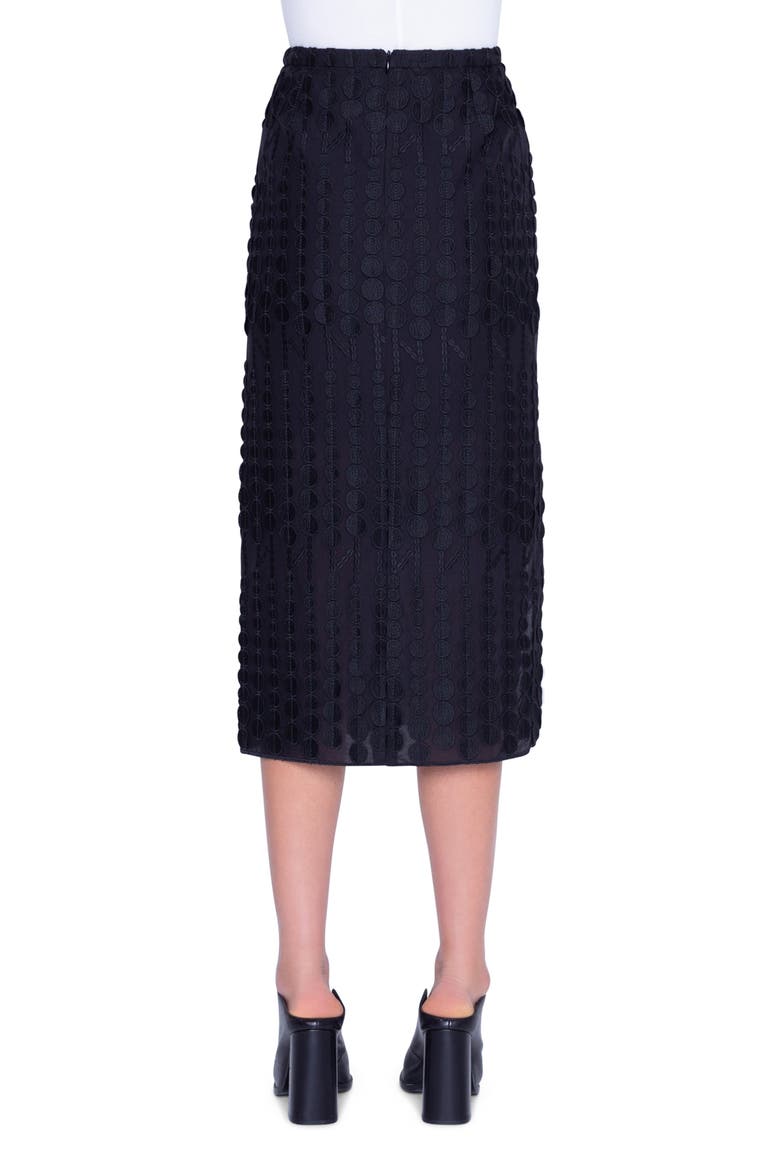Embroidered Dot Cotton Blend Midi Skirt, Alternate, color, BLACK