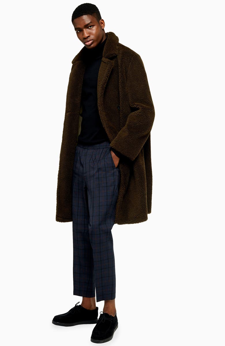 Topman Faux Fur Long Teddy Coat, Alternate, color,