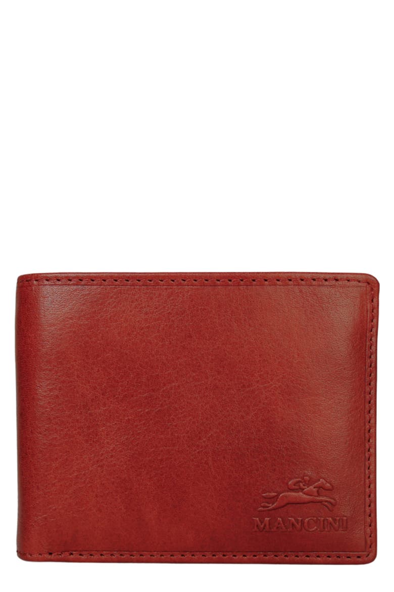 RFID Secure Leather Center Wing Wallet, Main, color, COGNAC