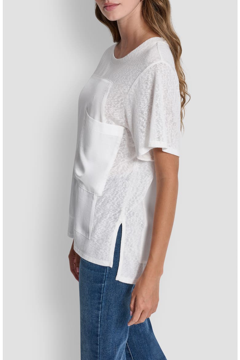 Mixed Media Satin Top, Alternate, color, IVORY