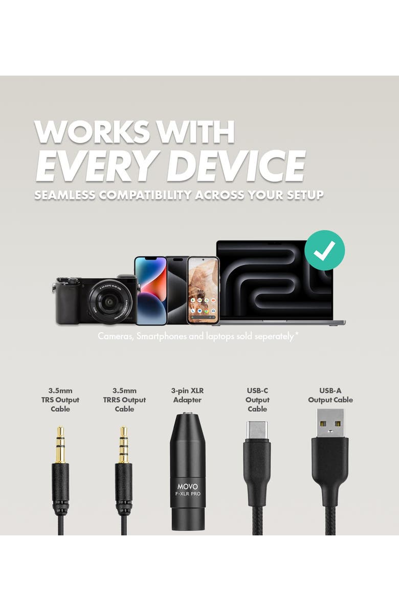 MOVO X1 Supercardioid Shotgun Microphone - 3.5mm/XLR/USB-C Camera Mic for DSLR, Smartphones, and Computers, Alternate, color, Black