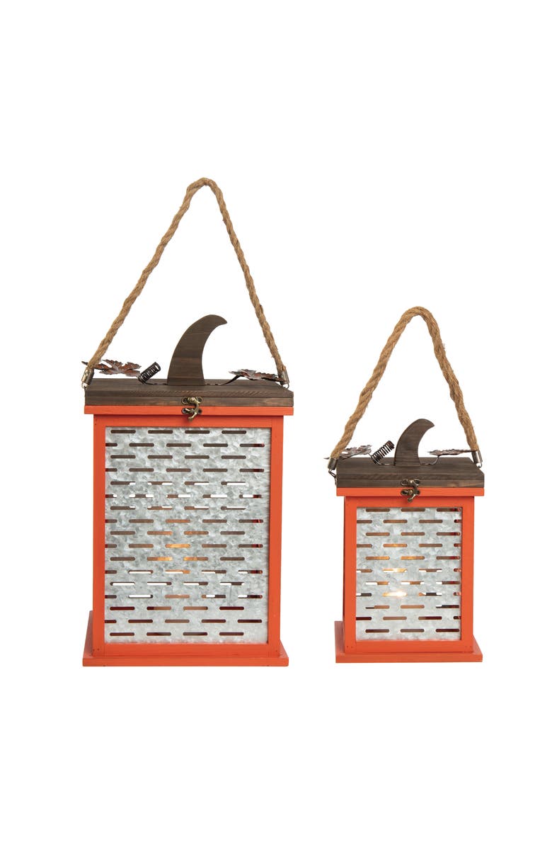 Transpac Multicolor Metal Halloween Pumpkin Lantern Set of 2 Decorative, Main, color,