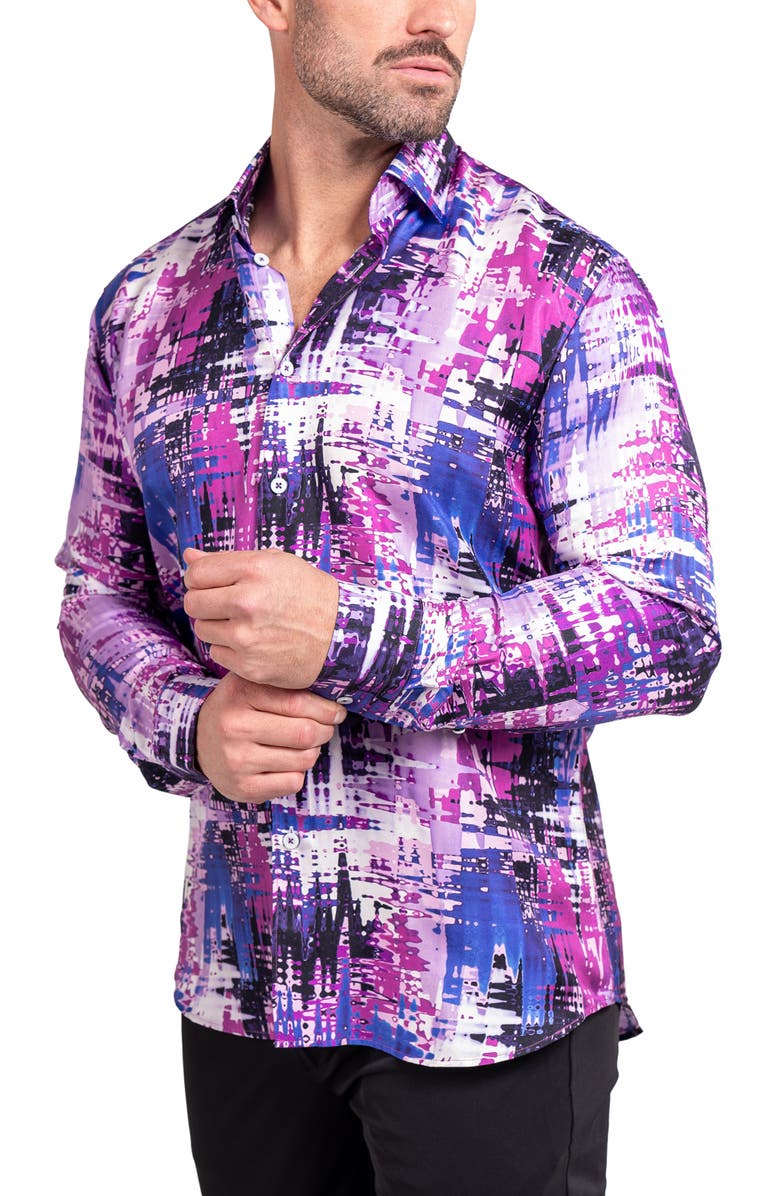 Maceoo Fibonacci Ascension Contemporary Fit Button-Up Shirt, Alternate, color, Purple