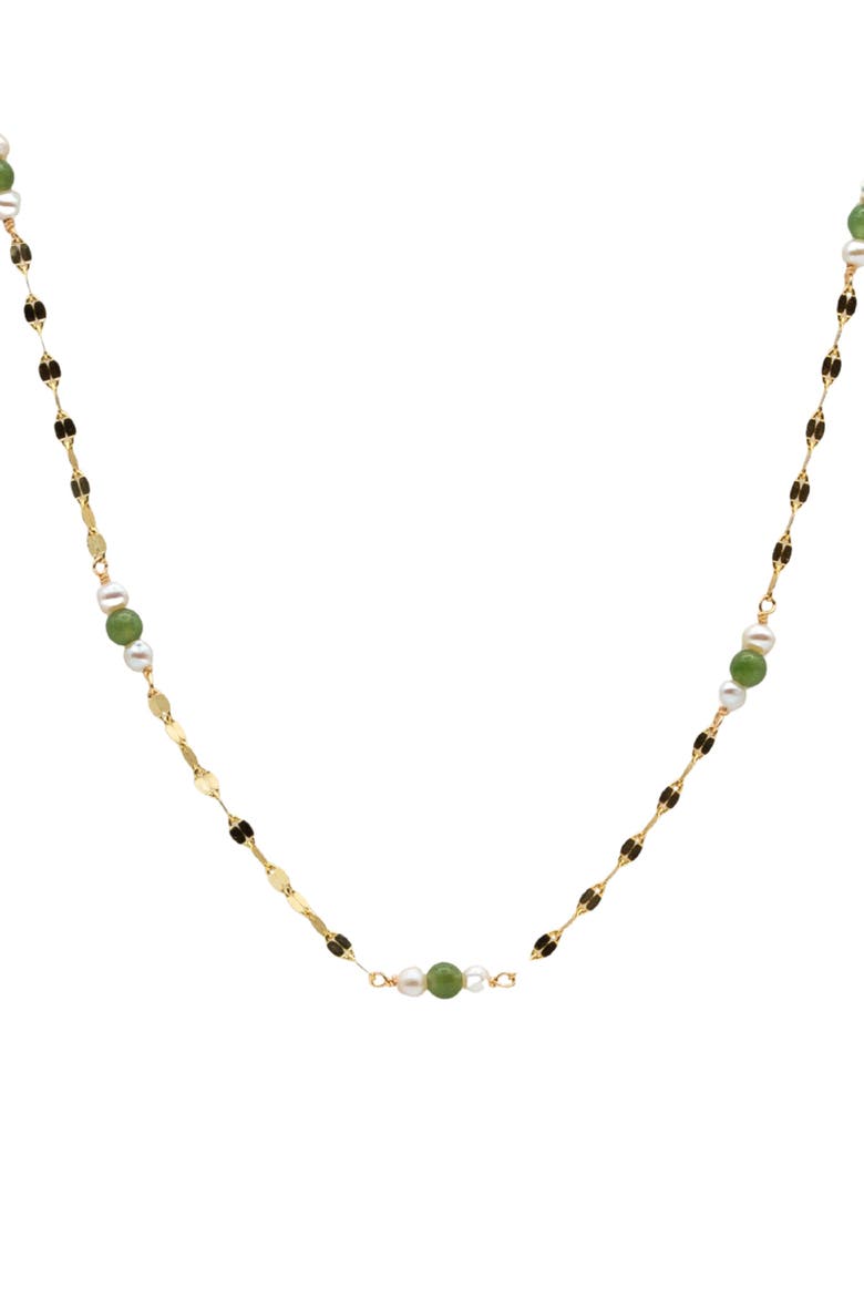Elena Jade and Freshwater Pearl Beaded Necklace, Alternate, color, Green