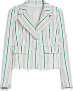 Thom Browne Stripe Sculpted Shoulder Silk & Cotton Jacket