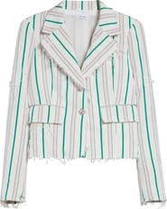 Thom Browne Stripe Sculpted Shoulder Silk & Cotton Jacket